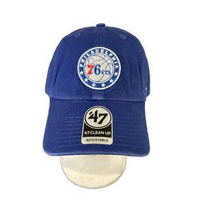 ‘47 Brand Clean Up NBA Philadelphia 76ers Blue White Adjustable Cap Hat - OSFM